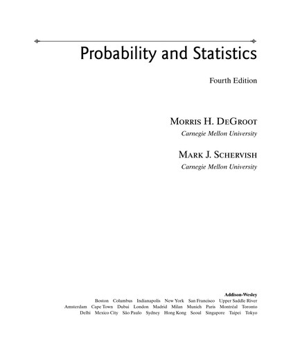 Cover of Probability and Statistics by Morris DeGroot, Mark Schervish